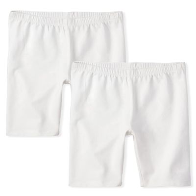 The Children's Place Girls Mix and Match Bike Shorts, White 2 Pack, XX-Large
