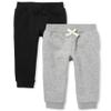 The Children's Place Baby Boys and Toddler Active Fleece Jogger Sweatpants Pants, Black/Smoke Gray 2 Pack, 6-9 Months US view 1