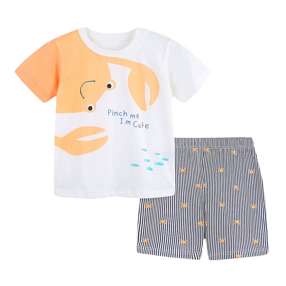Urtrend Little Boys' Baby Toddler Kids Cotton Summer T-Shirt Shorts Set(2T,Yellow)