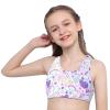 Moggemol Kids Girls Sleeveless Racer Back Printed Crop Tops Sports Bra for Dance/Gymnastics/Workout Pink 14 view 3