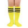 American Trends Kids Child Soccer Socks Stripes Knee High Tube Socks Cotton Uniform Sports Socks for Toddler Girls 1 Pack Yellow Black 3-6 Years view 1