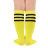 American Trends Kids Child Soccer Socks Stripes Knee High Tube Socks Cotton Uniform Sports Socks for Toddler Girls 1 Pack Yellow Black 3-6 Years view 3