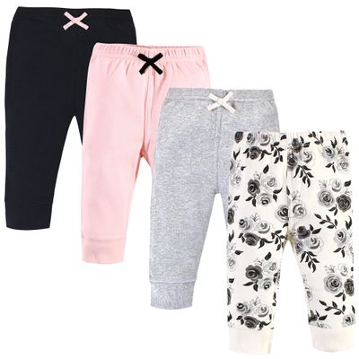 Touched by Nature Unisex Baby Organic Cotton Pants, Black Floral, 18-24 Months