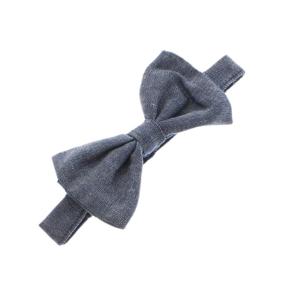 My Lello Baby Chambray Adjustable Pre-Tied Bow Tie - Deep Indigo Denim