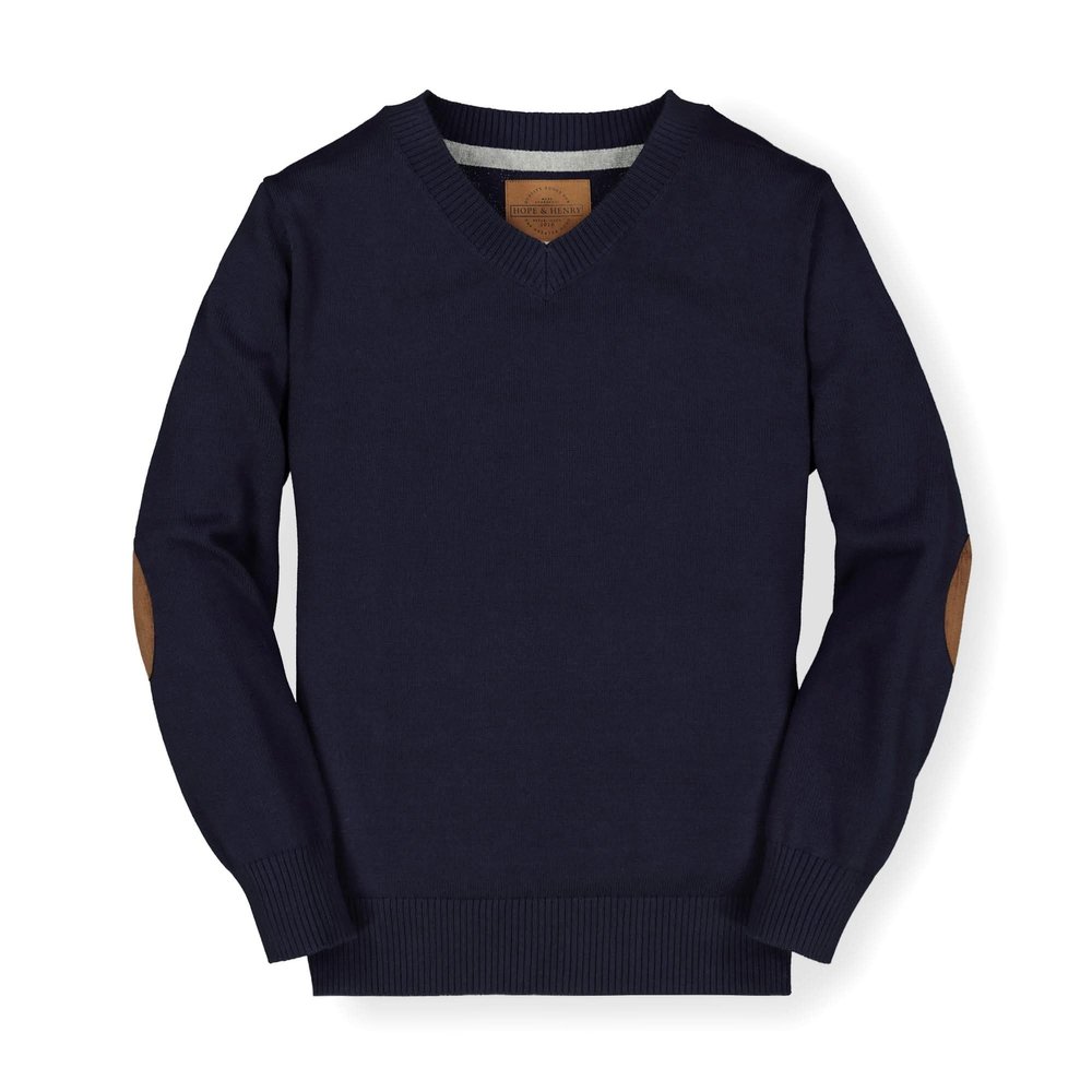 Hope & Henry Boys' Long Sleeve Fine Gauge V-Neck Sweater