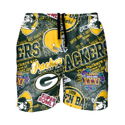 FOCO Green Bay Packers NFL Mens Logo Rush Swimming Trunks - XL