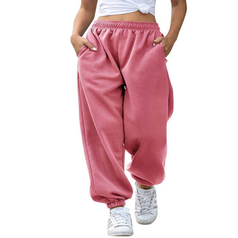 HeSaYep Women's High Waisted Sweatpants Workout Active Joggers Pants Baggy Lounge Bottoms,Pink X-Large