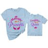 Mama of a Princess Daughter of a Queen Shirt Mommy and Me Matching Mom Kids T-Shirt Gifts Lightblue view 2