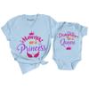 Mama of a Princess Daughter of a Queen Shirt Mommy and Me Matching Mom Kids T-Shirt Gifts Lightblue view 3