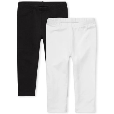 The Children's Place Baby Girls And Toddler Girls Leggings,Black/White 2 Pack,3T