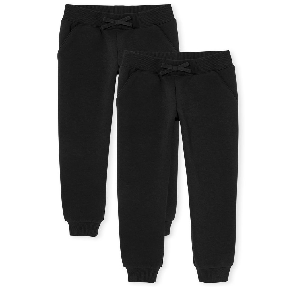 The Children's Place Girls Active Jogger Pants, Black 2 Pack, X-Large