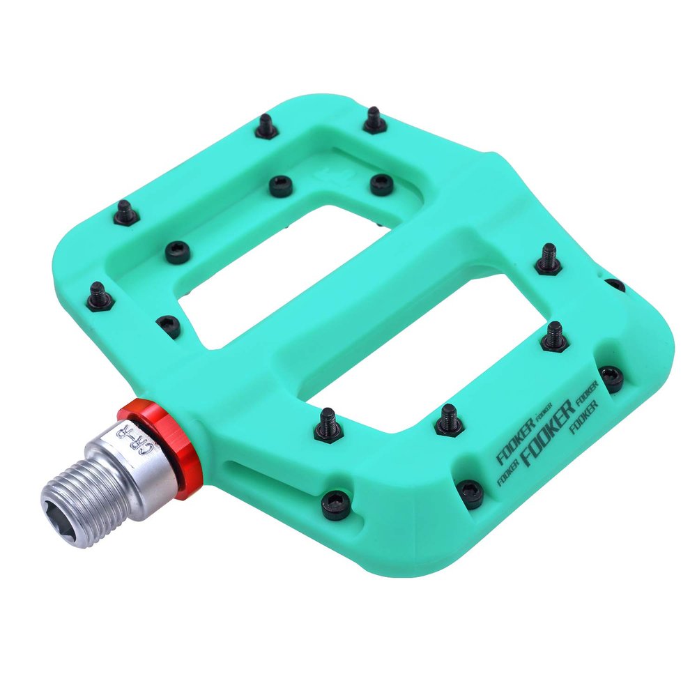 FOOKER MTB Pedals Mountain Bike Pedals 3 Bearing Non-Slip Lightweight Nylon Fiber Bicycle Platform Pedals for BMX MTB 9/16" (922-Green Needle Roller Bearing)