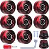 Tanzfrosch 8 Pack Roller Skate Wheels with Bearings Installed and 2 Toe Stoppers for Double Row Skating, Quad Skates and Skateboard Outdoor or Indoor Use, 32mm x 58mm 82A (Black & Red) view 1