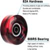 Tanzfrosch 8 Pack Roller Skate Wheels with Bearings Installed and 2 Toe Stoppers for Double Row Skating, Quad Skates and Skateboard Outdoor or Indoor Use, 32mm x 58mm 82A (Black & Red) view 3