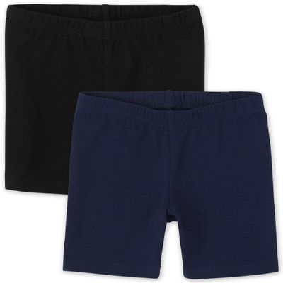 The Children's Place Baby Toddler Girls Bike Shorts, Black/Tidal 2 Pack, 4T