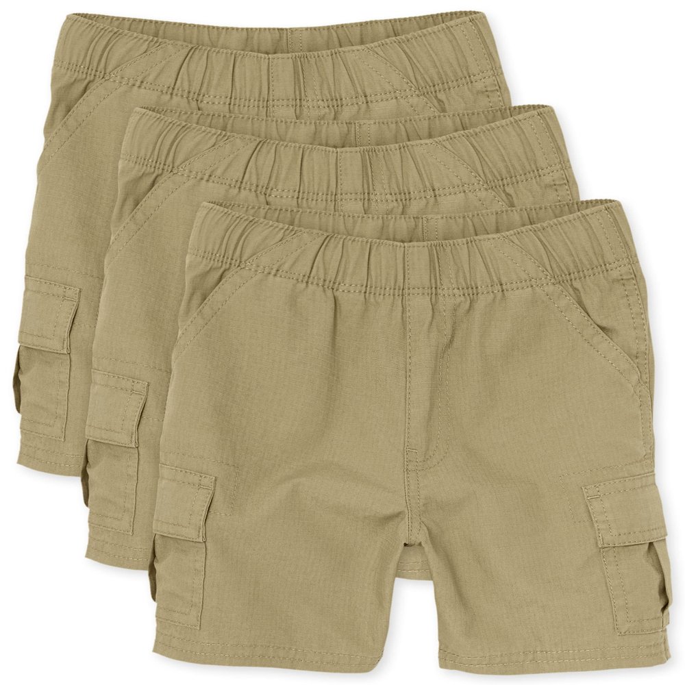 The Children's Place Baby Boys And Toddler Boys Pull on Cargo Shorts,Flax 3 Pack,12-18MOS