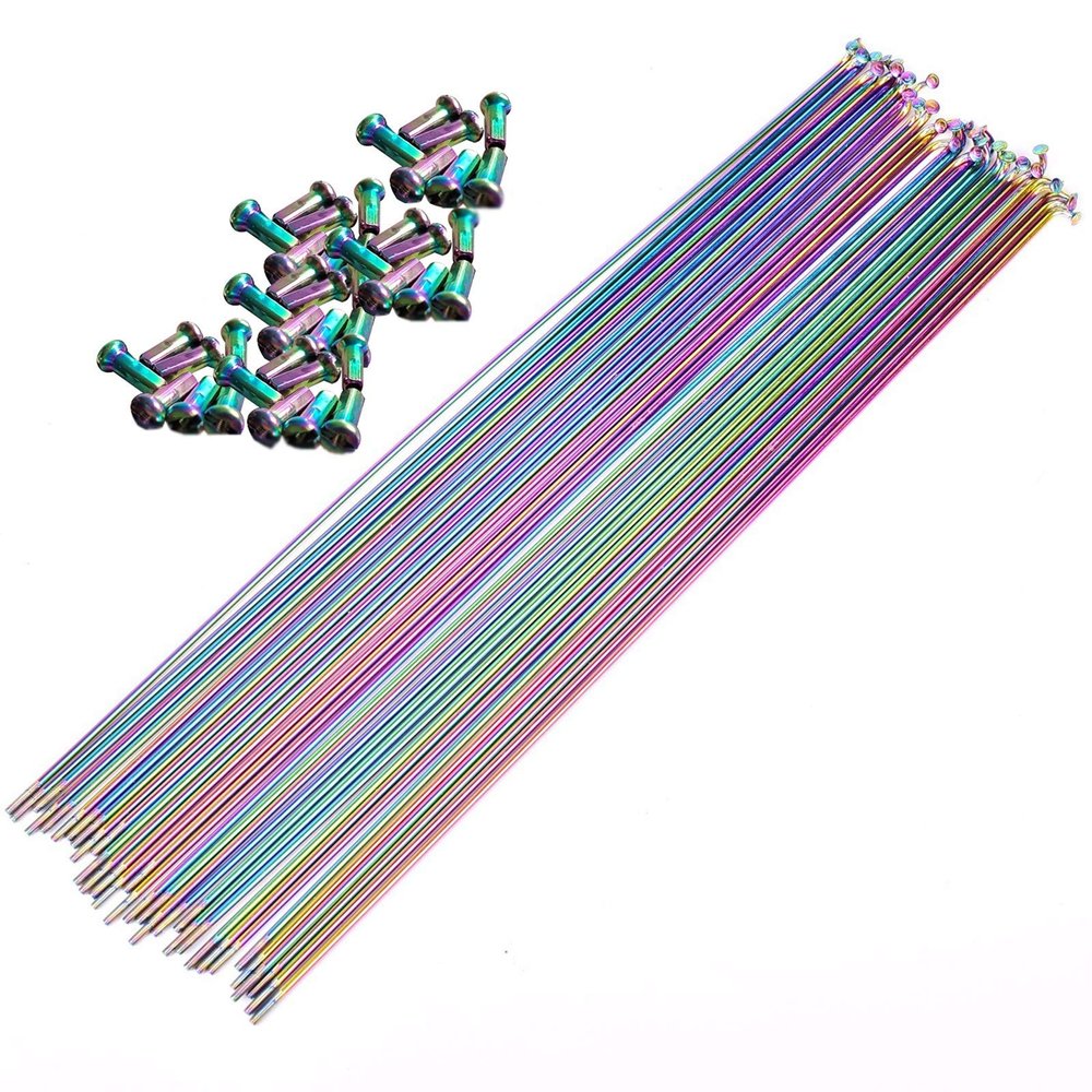 TYXTYX Bicycle Spokes 36pcs 14G 2mm Steel 257/259/261/263/271/273/291/293mm Colorful (Size : 293mm)