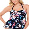Swim Solutions Women's Lanai Black Printed Flyaway Tankini Swim Top (Lanai Black, 8) view 2