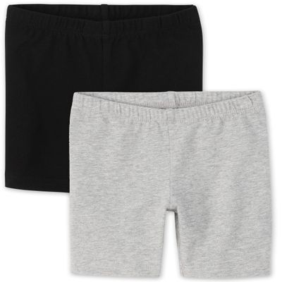The Children's Place Baby Toddler Girls Bike Shorts, Black/H Gray 2 Pack, 5T