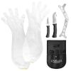 Camillus 5 Piece Essential Hunting Kit - Elbow-Length Cleaning Gloves, Rib Spreaders, Durable Corrosion-Resistant Full-Tang Gut Hook & Caping Blades, Black Nylon Sheath