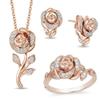 18k Rose Gold 3 Piece Ring Set Cubic Zirconia Bride Promise Rings Set CZ Eternity Engagement Wedding Band Ring Sets Necklace/Earrings/Rings Rose Jewelry Set for Women TZ.87 (Ring Size: US Code 7) view 1