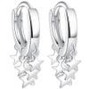 925 Sterling Silver Hoop Earrings for Women | Small Zircon Inlay Hoops Stud Earring Fashion Jewelry Gift (star hanging) view 1