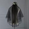 METEMEI White Double Ribbon Edge Center Cascade Bridal Wedding Veil with Metal Comb (White) view 2