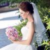 METEMEI White Double Ribbon Edge Center Cascade Bridal Wedding Veil with Metal Comb (White) view 3