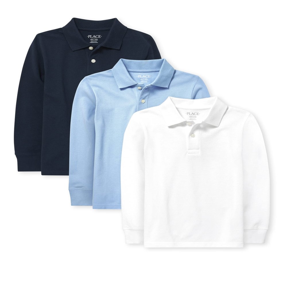 The Children's Place boys Long Sleeve Pique Polo, Brook/Nautico/White, XX-Large