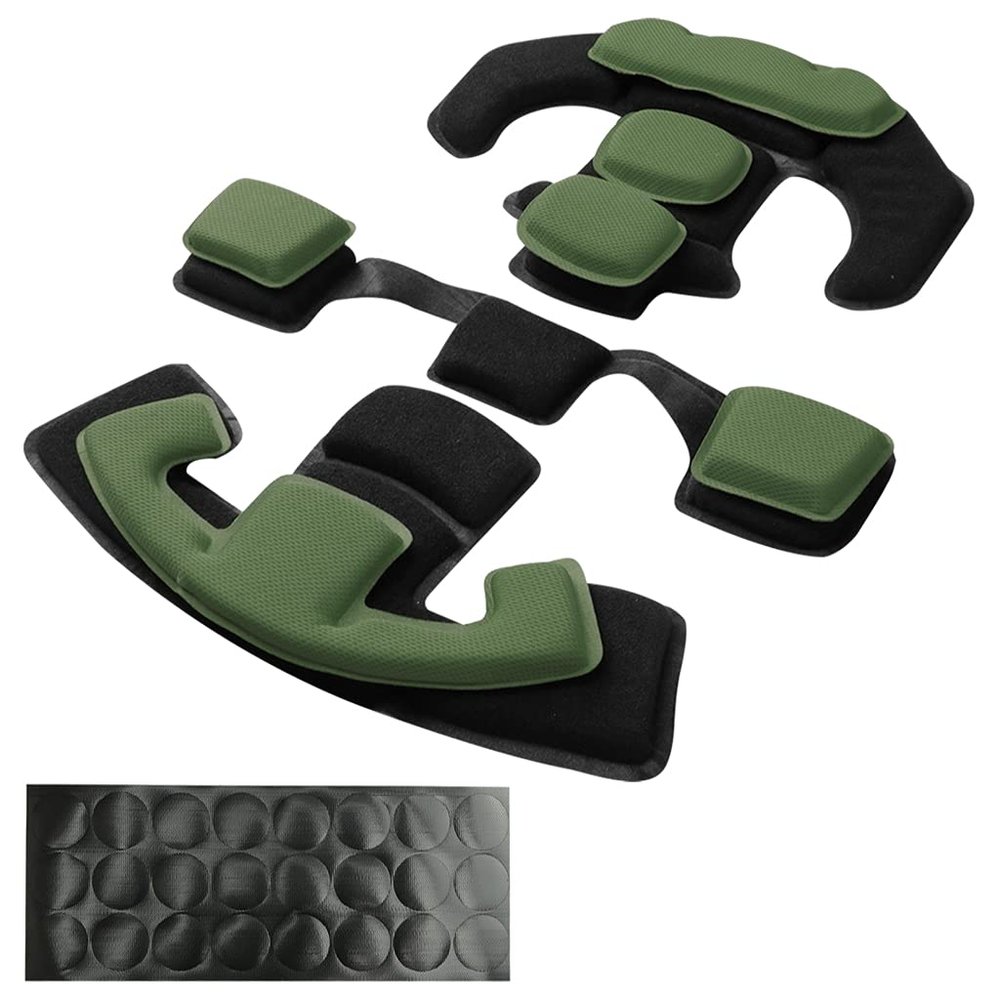 Yzpacc Tactical Helmet Pads, Universal Replacement EX Helmet Internal Memory Foam Pad Protective Mat for ACH MICH FMA EXF Helmet (Green)