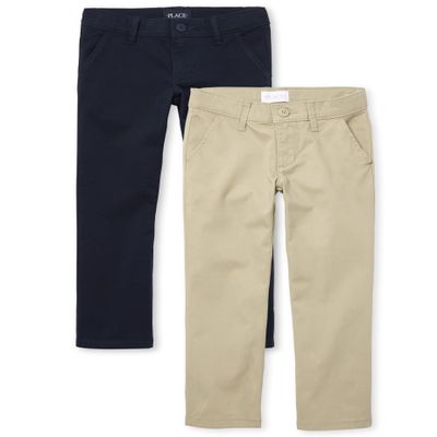 The Children's Place Girl's Bootcut Chino Pants, Sandy/Tidal, 16 slim