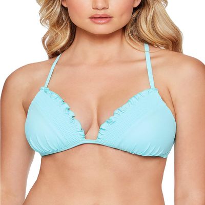 Salt + Cove Womens Juniors Bralette Push-Up Swim Top Separates Blue XL