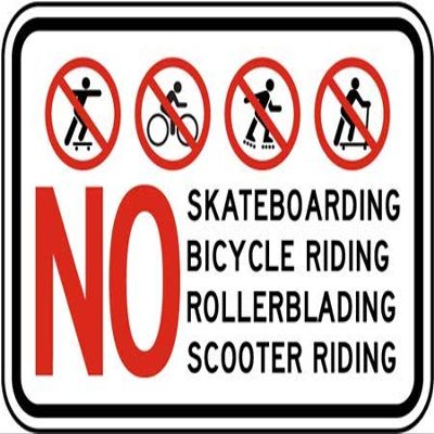 The Sign Studio - 18 x 24 -"No Skateboarding, Bicycle Riding, Roller Blading, Scooter Riding Aluminum Sign