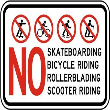 The Sign Studio - 18 x 24 -"No Skateboarding, Bicycle Riding, Roller Blading, Scooter Riding Aluminum Sign