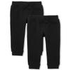 The Children's Place Baby Boys and Toddler Active Fleece Jogger Pants, Black 2 Pack, 9-12 Months US view 1