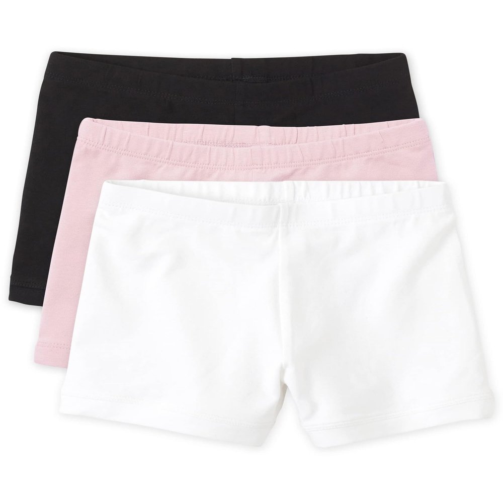 The Children's Place girls Basic Cartwheel Short Leggings, Black/Shell/White 3 Pack, XX-Large US