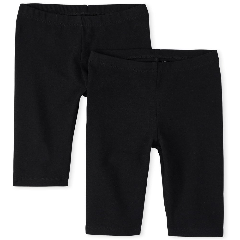 The Children's Place Baby Girls and Toddler Capri Leggings, Black 2 Pack, 3T US