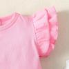 Magic Park 12M-7Y Baby Girl Blouse Toddler Ruffle T-Shirts Kids Girl Solid Color Tee Casual Tops for Girls (0033D_Pink, 4-5 Years) view 2