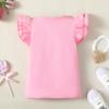 Magic Park 12M-7Y Baby Girl Blouse Toddler Ruffle T-Shirts Kids Girl Solid Color Tee Casual Tops for Girls (0033D_Pink, 4-5 Years) view 3