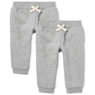 The Children's Place Baby Boys and Toddler Active Fleece Jogger Pants, Smoke 2 Pack, 3T US