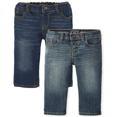 The Children's Place baby boys And Toddler Stretch Straight Leg Jeans, Aged Indigo/Harland 2 Pack, 18-24 Months US