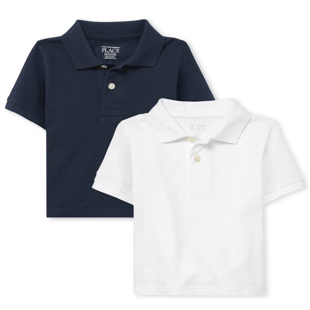 The Children's Place Baby Boys and Toddler Boys Short Sleeve Pique Polo, Tidal/White, 6-9 MONTHS