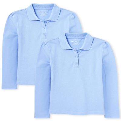 The Children's Place Girl's Long Sleeve Pique Polo, Daybreak, XX-Large