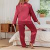 YIMANIE Womens Pajamas Silk Satin Pajama Sets for Women Soft Button Down Womens Loungewear Set with Pockets view 3