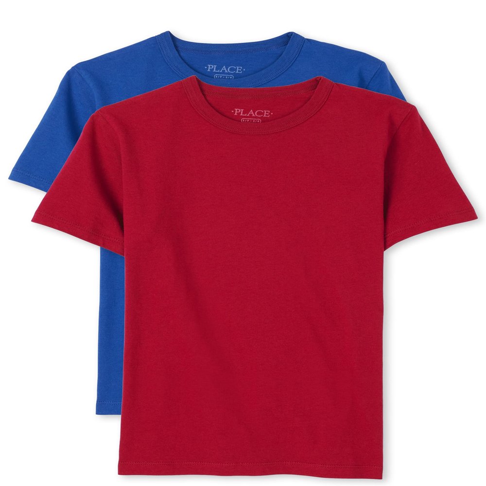 The Children's Place Boys Short Sleeve Basic Layering T-Shirt, Blue/Red 2 Pack, X-Small
