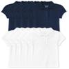 The Children's Place Girls Short Sleeve Ruffle Pique Polo,Tidal/White 4 Pack,S (5/6) view 1
