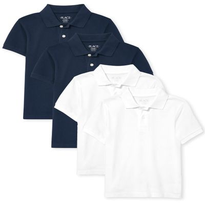 The Children's Place Boys Short Sleeve Pique 4-Pack Polo Shirt, Nautico/White 4 Pack, XX-Large US