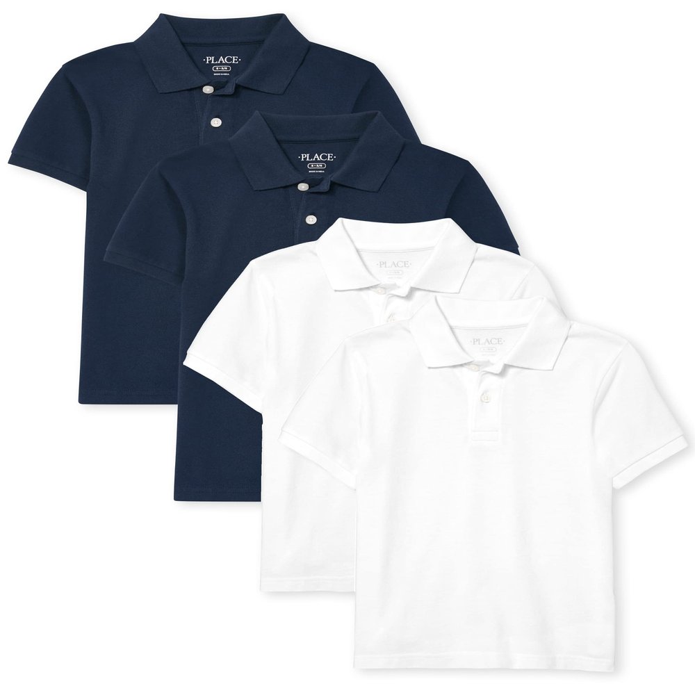 The Children's Place Boys Short Sleeve Pique 4-Pack Polo Shirt, Nautico/White 4 Pack, XX-Large US