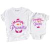 Mama of a Princess Daughter of a Queen Shirt Mommy and Me Matching Mom Kids T-Shirt Gifts White view 3