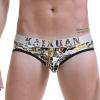 renvena Mens Mesh Printed Jockstrap Briefs Low Waist Bulge Pouch G-String Underwear Hollow Out Underpants Army Green XX-Large view 3